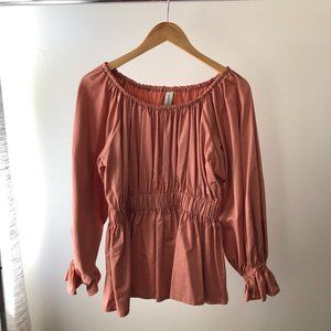 Eliza Faulkner rich sateen pink blouse, size M